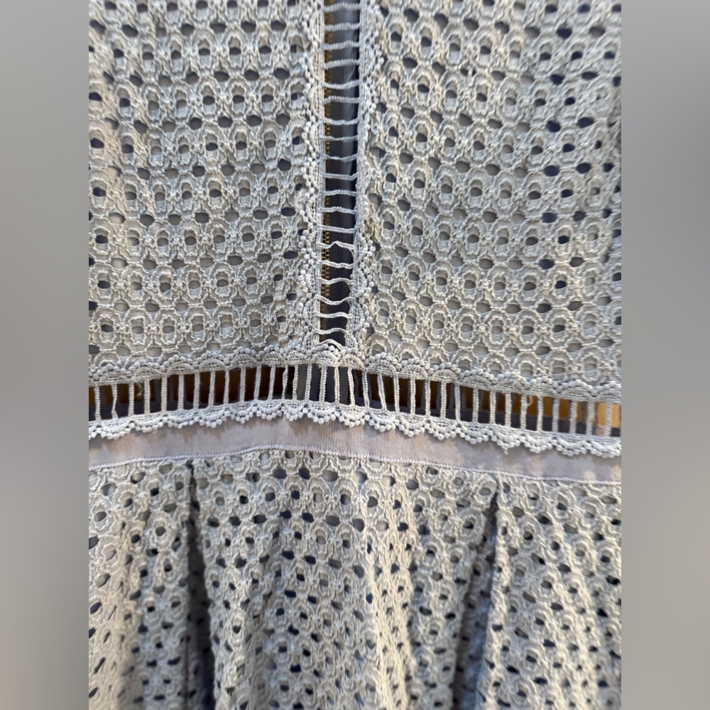 Aqua Blue Lace Dress with Crochet Detailing - Picture 7 of 14